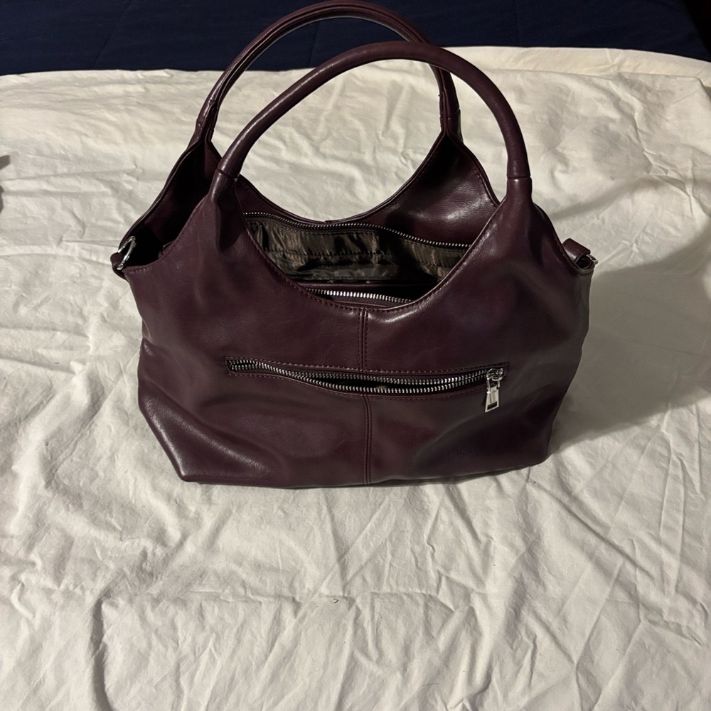 Elegant Dark Brown Pleather Handbag